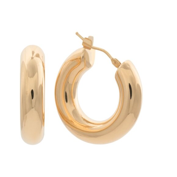 MILOR GOLD Yellow Gold Made In Italy 14k Gold 1in Round Hoop Earrings